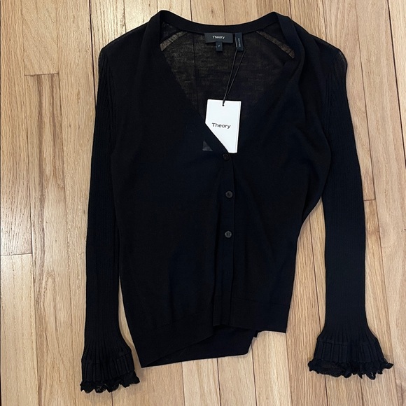Theory Women's Black Cardigan Sweater size TP - Picture 3 of 12